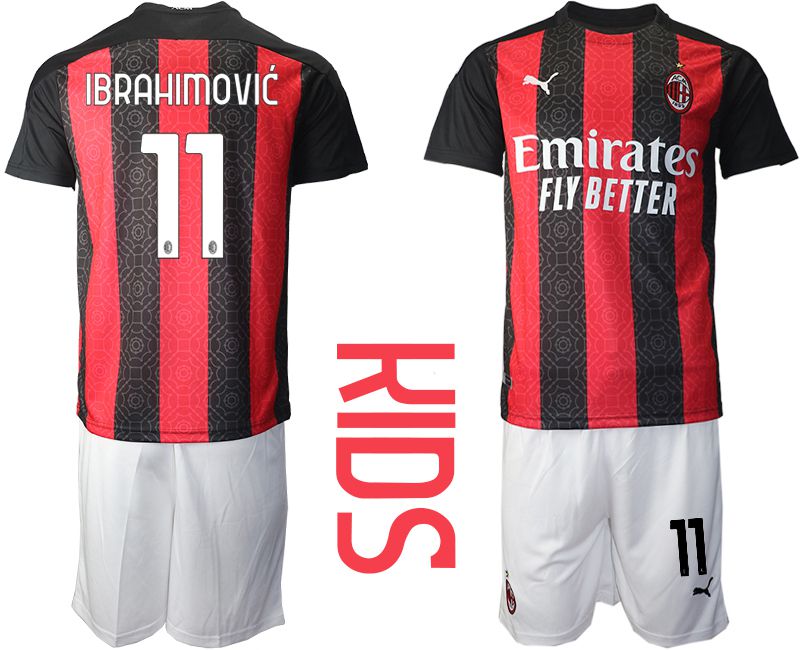 Youth 2020-2021 club AC milan home #11 red Soccer Jerseys